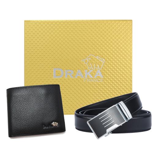 DRAKA 達卡 - 黃金禮盒 真皮皮夾+自動皮帶-8919304