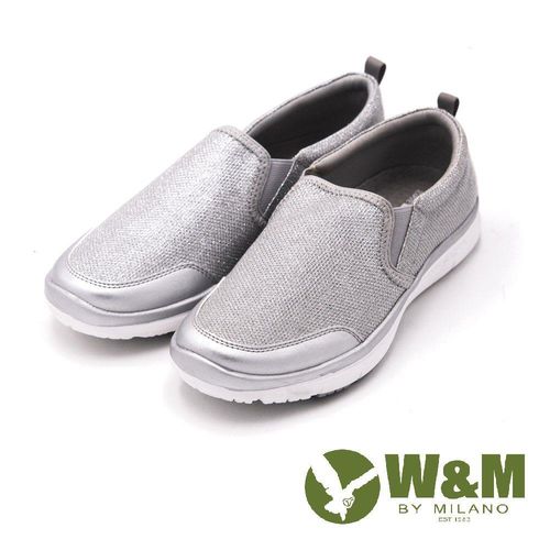 W&M MODARE系列 拼色異材質直套式休閒鞋 女鞋-銀(另有藍、黑)
