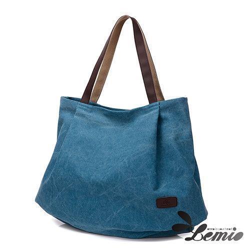 【Lemio】韓版森林系簡約帆布側背包