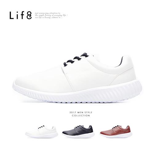 Life8-Sport 輕量 牛紋面料 簡約漂浮運動鞋-黑色/咖色/白色【09632】