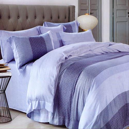 【情定巴黎】藍影格調 萊賽爾天絲鋪棉雙人四件式兩用被床包組 