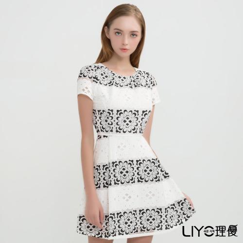 【LIYO理優】洋裝條紋蕾絲洋裝626099