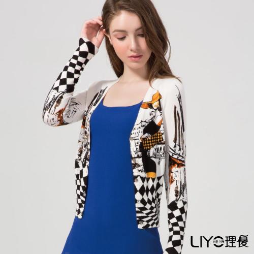 LIYO理優 法式印花羅紋針織外套