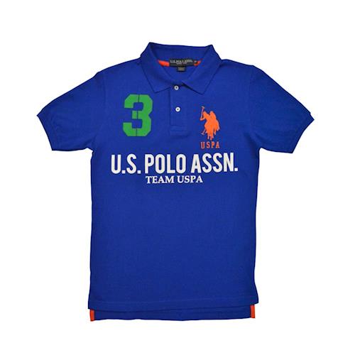 Ralph Lauren 3號馬球經典戰馬短袖POLO衫-寶藍/橘