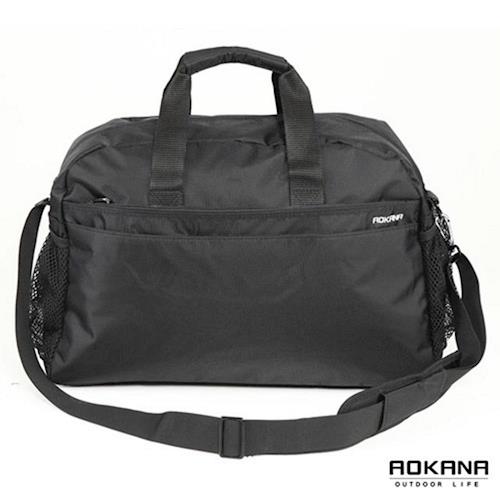 【AOKANA奧卡納】台灣製造 YKK拉鍊 防潑水尼龍大型旅行袋(02-021黑色)
