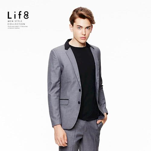 Life8-Formal 撞色設計 織紋羊毛 西裝外套-11125
