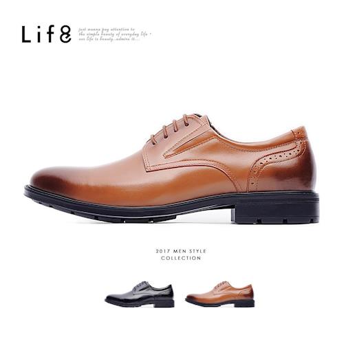 Life8-Formal 頭層牛皮 經典呼吸機能休閒皮鞋-09716