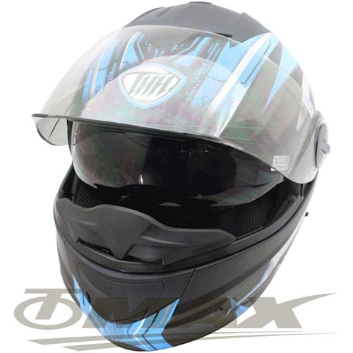 THH新一代駭客全罩半罩可掀式雙鏡片安全帽 T797A+-黑藍M