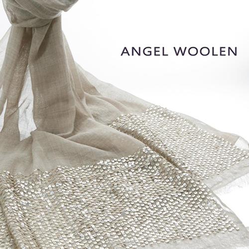 Angel Woolen 雙珠奇遇(亞麻色)Pashmina低調奢華手工披肩 圍巾