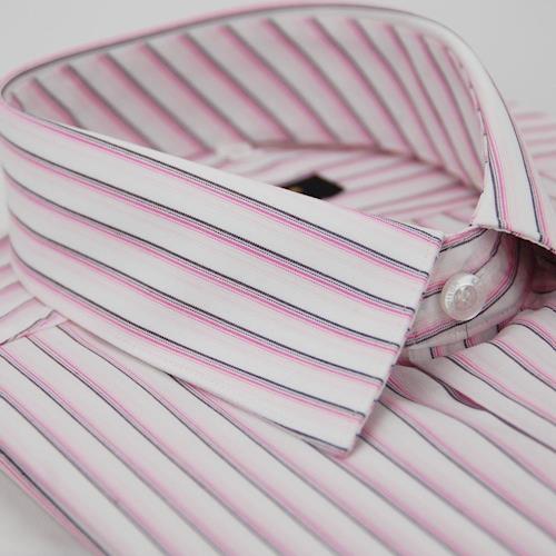 【金安德森】白底粉色線條短袖襯衫
