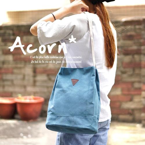 【Acorn*橡果】學院風清新帆布側背包6538(藍色)
