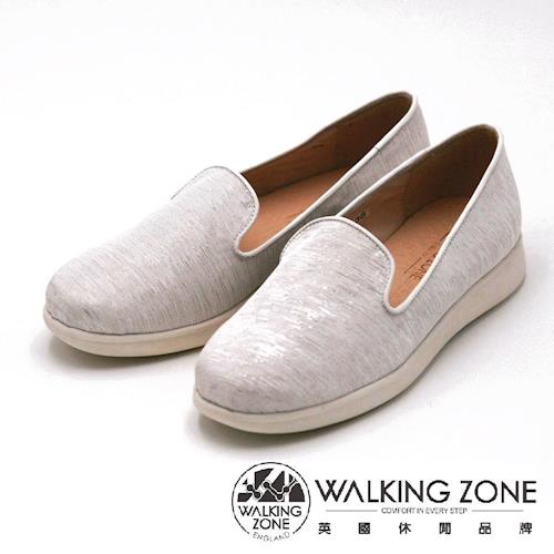 WALKING ZONE 金屬質感平底 女鞋-白(另有黑)