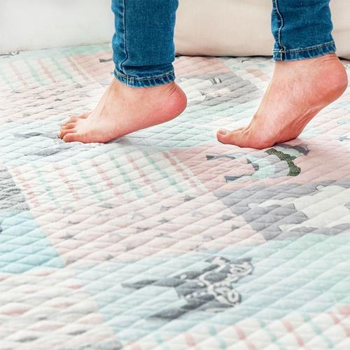 北歐全棉布藝絎縫墊可機洗手洗防滑床墊地墊地毯90x160cm