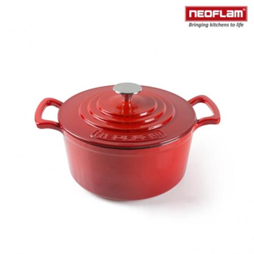 韓國NEOFLAM 20cm厚釜琺瑯鑄鐵湯鍋紅