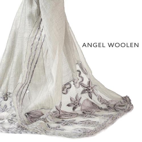 (加1元多1件銀絲柔光蠶絲披肩)Angel Woolen 花漾年華 印度手工披肩 圍巾