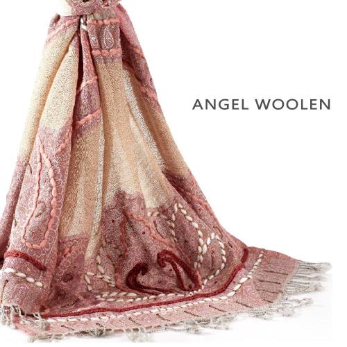 (加1元多1件銀絲柔光蠶絲披肩)Angel Woolen 雅致工藝 印度手工100%羊毛披肩 圍巾
