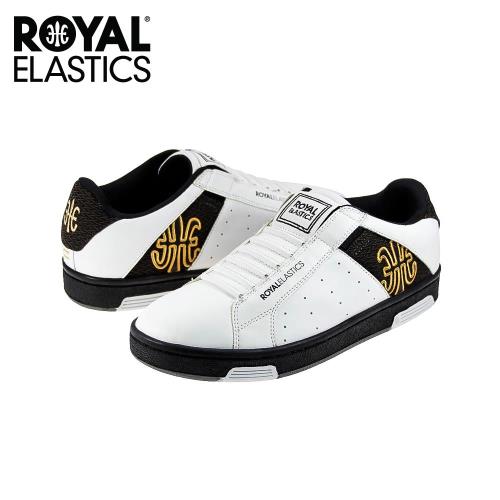 【Royal Elastics】男-Icon Alpha 休閒鞋-白黑/金標(02073-073)