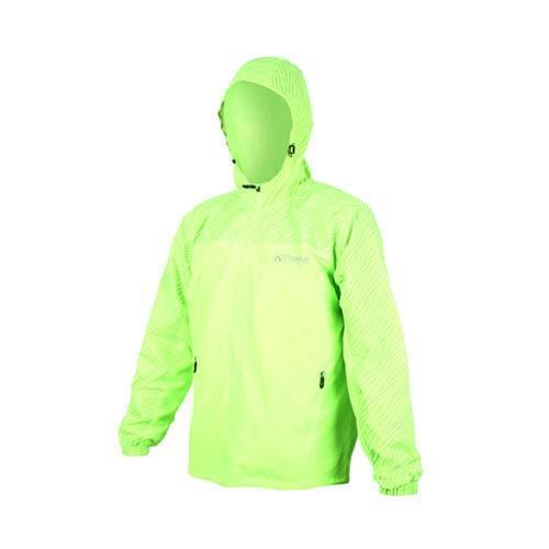 FIRESTAR 男網布內裡防潑水連帽外套-長袖外套 防風 立領 訓練 慢跑 路跑 螢光綠