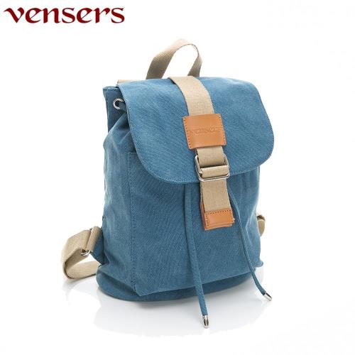 vensers 韓潮頂級棉麻包系列後背包天藍U603201
