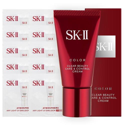SK-II 上質光.晶透柔潤保養隔離霜(25g)+超輕感全效防護乳(0.8g x10)