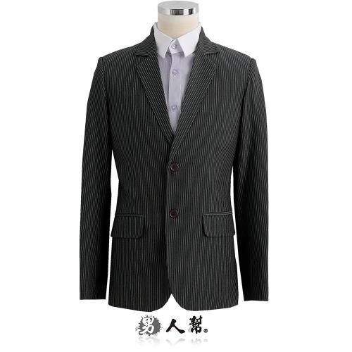 【男人幫】日型男窄版高磅數質感兩扣條紋西裝外套(C5307)
