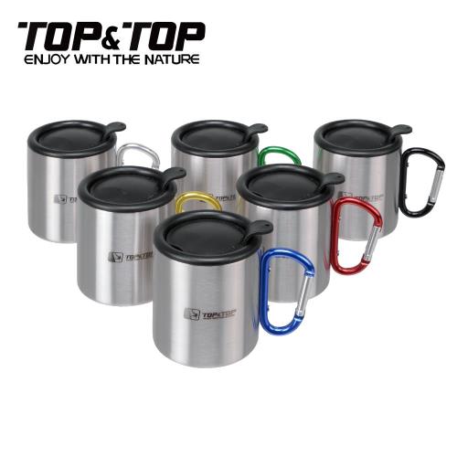 【韓國TOPTOP】不鏽鋼雙層斷熱杯附杯蓋超值四入組