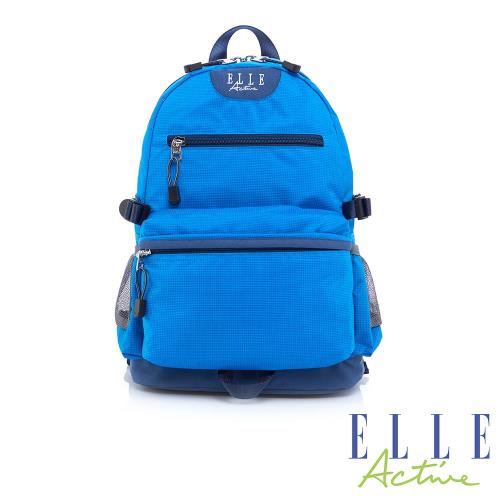ELLE Active 格紋-後背包(中)-藍色