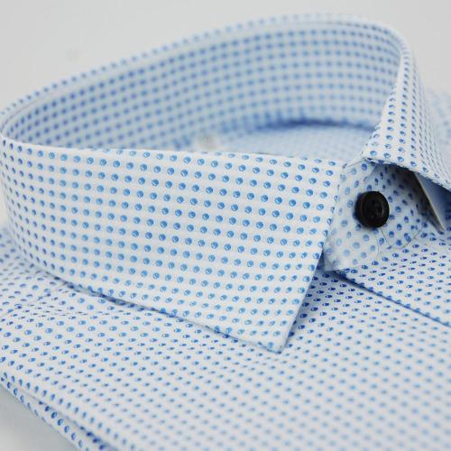 【金安德森】小圓藍點黑扣窄版長袖襯衫