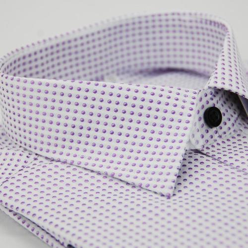 【金安德森】小圓紫點黑扣窄版長袖襯衫