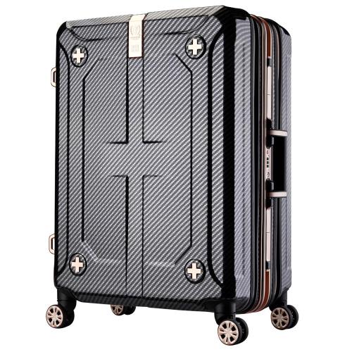 日本LEGEND WALKER 6707-60-24吋 鋁框輕量行李箱(可擴充)碳纖黑