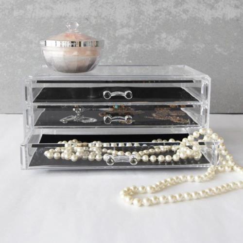 三抽透明飾品珠寶收納盒