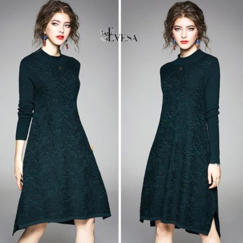 伊凡莎名媛時尚-法式古典緹花針織洋裝9828SE