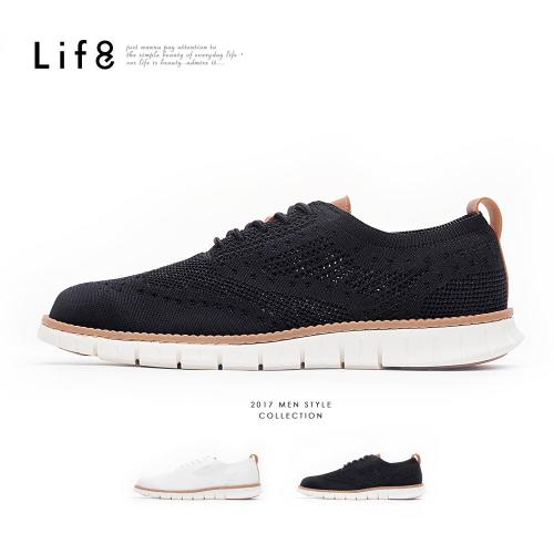 Life8-Casual 飛織布 紳士風 休閒鞋-黑色-09752