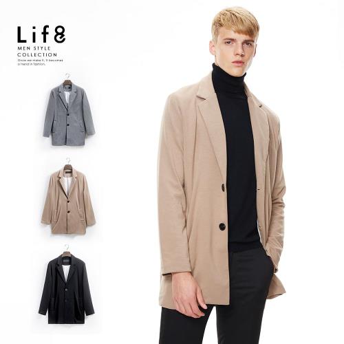 Life8-Formal 簡約雅致 彈力針織大衣-卡其/灰/黑-11140