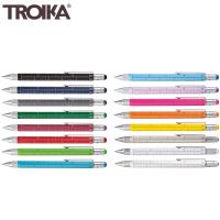 德國TROIKA 5合1多功能工程筆工具筆(黑色油性原子筆/電容觸控筆/雙頭起子:十字和一字/水平儀/比例尺)PIP20系列