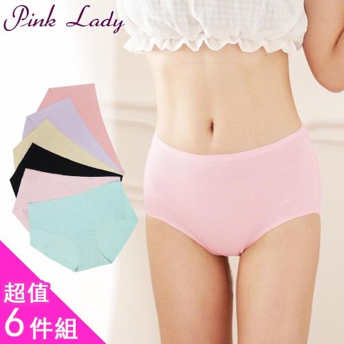【PINK LADY】甜美色系 素面中高腰無痕內褲962(6件組)