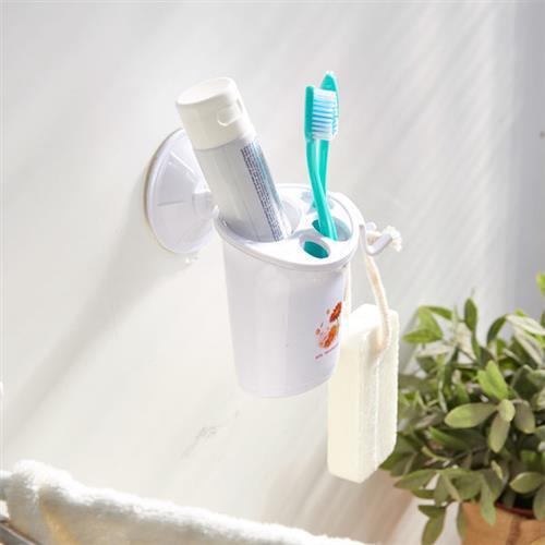 【HR安室家】TACO無痕吸盤系列-牙刷牙膏置物架 1入-BRF16