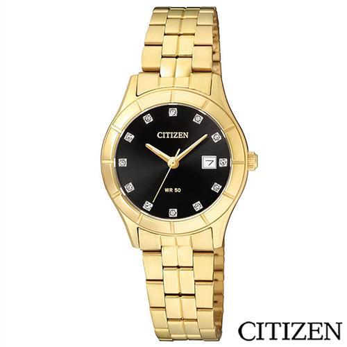 CITIZEN星辰 時尚金錶設計女性石英腕錶 EU6042-57E