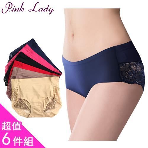 【PINK LADY】台灣製 彈性蕾絲花邊無痕內褲3781(6件組)