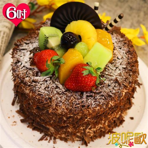 【波呢歐】母親節蛋糕-黑森林雙餡黑櫻桃夾心水果鮮奶蛋糕(6吋)