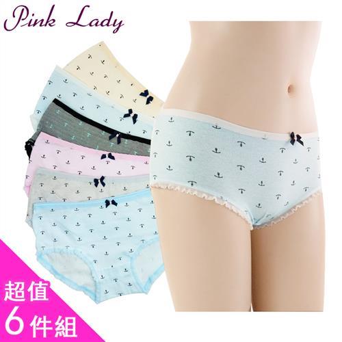 PINK LADY 海軍風中低腰條紋棉柔內褲 6件組 (11617)
