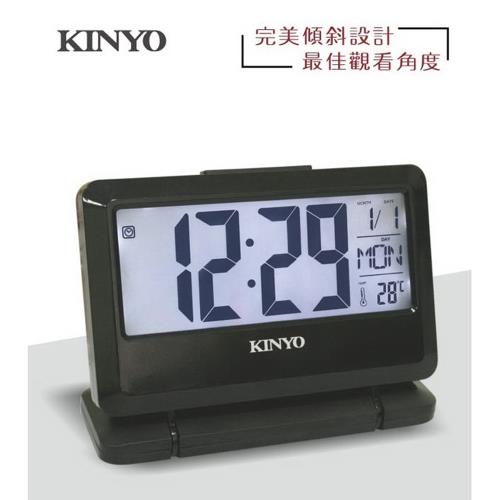 KINYO-大字幕可傾斜LCD多功能電子鐘