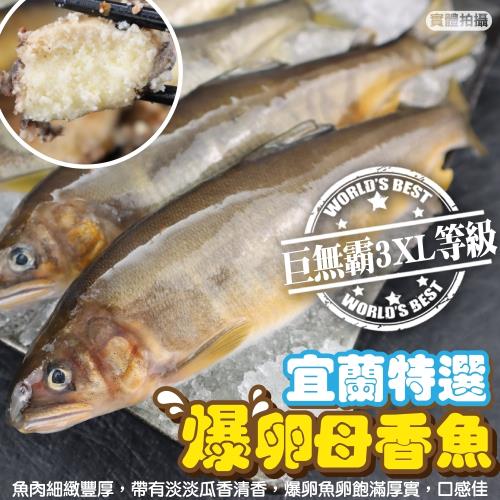漁村鮮海-宜蘭特選巨無霸3XL母香魚1盒(8尾_約1kg/盒)