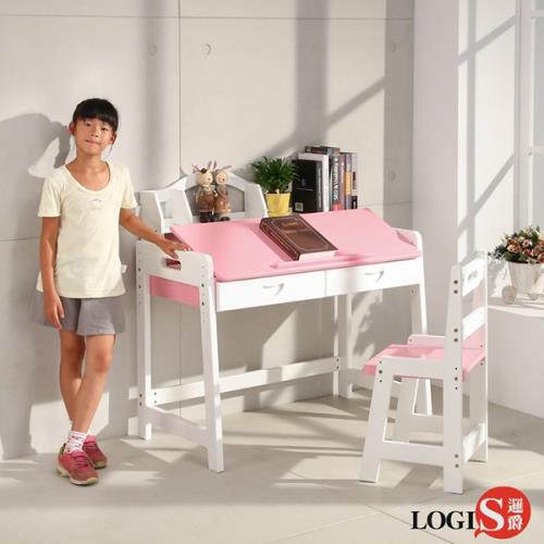 LOGIS邏爵 創造力彩色實木書桌椅 小學生桌椅 閱讀繪畫 學生書桌 實木桌 BE80R