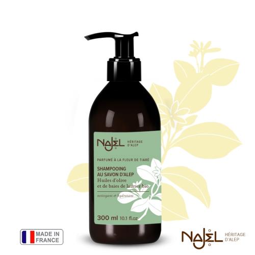 法國Najel阿勒坡古皂液-淨透平衡頭皮SPA洗髮精300ml/梔子花(染燙受損分岔)