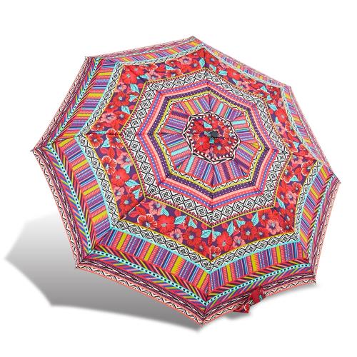 RAINSTORY雨傘-圖騰花漾(紅)抗UV個人自動傘