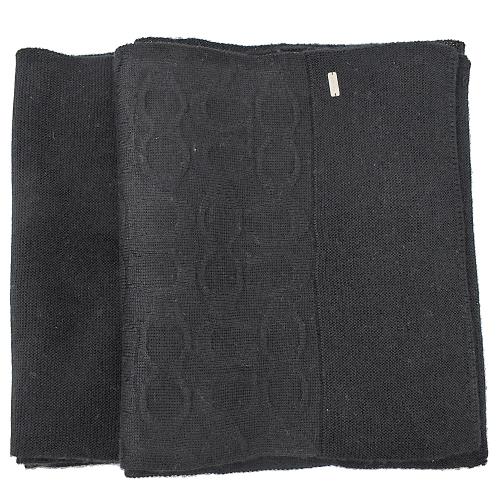 COACH 32711 素面針織羊毛披肩長圍巾.黑