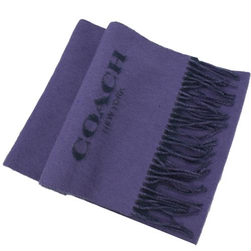 COACH 56209 撞色喀什米爾羊毛流蘇長圍巾.紫黑