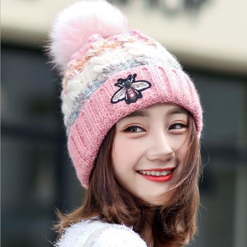 Acorn*橡果-韓系撞色內裡絨加厚保暖毛帽1807(粉色)