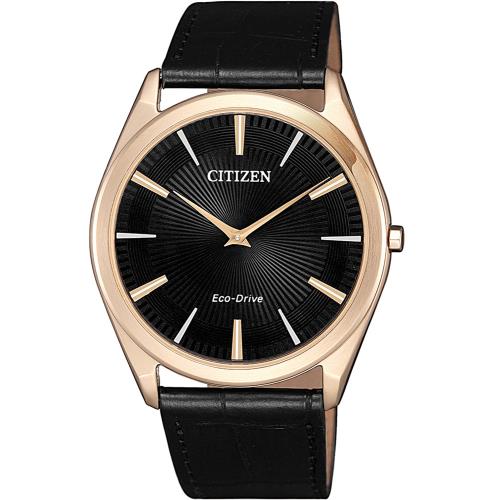 CITIZEN星辰 光動能 內斂沉穩薄型設計腕錶(黑/39mm) AR3073-06E